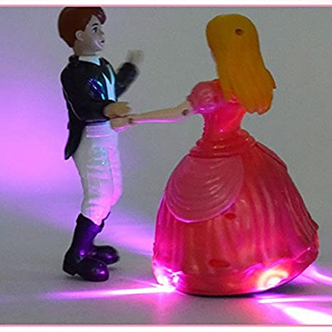 Dancing Couple Angel Doll and Prince Tango Dance with Light and Music - 360 Degree Rotation