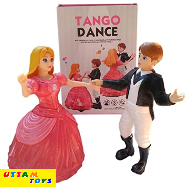 Dancing Couple Angel Doll and Prince Tango Dance with Light and Music - 360 Degree Rotation