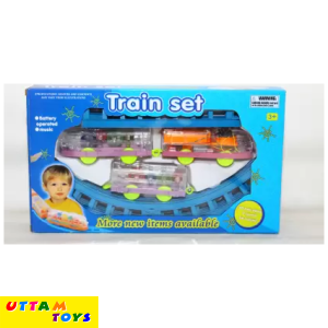 Musical Train Set with Long Track with Rotating Gears Transparent Plastic Body