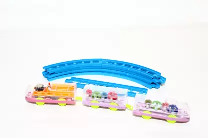 Musical Train Set with Long Track with Rotating Gears Transparent Plastic Body