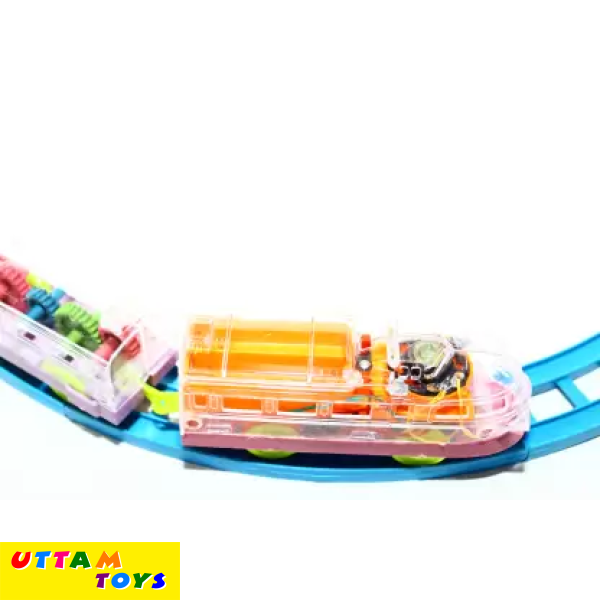 Musical Train Set with Long Track with Rotating Gears Transparent Plastic Body