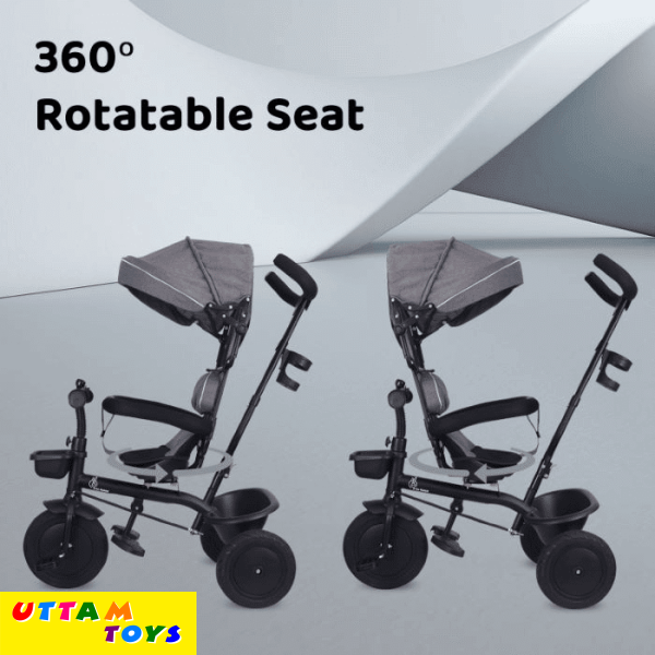 R For Rabbit Tiny Toes T40 Plus Tricycle - Rubber Wheels, 360 Rotatable Seat, Adjustable Canopy, Parental Control, Front & Rear Baskets