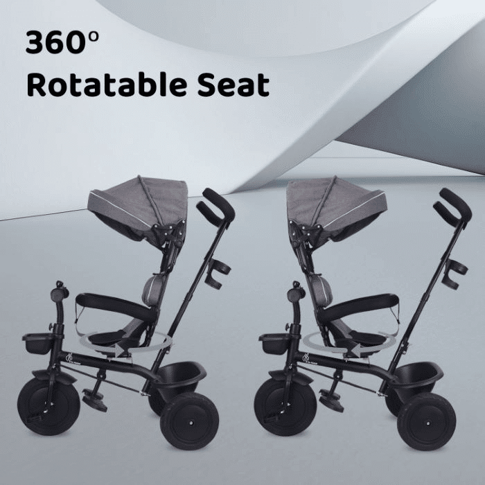 R For Rabbit Tiny Toes T40 Plus Tricycle - Rubber Wheels, 360 Rotatable Seat, Adjustable Canopy, Parental Control, Front & Rear Baskets