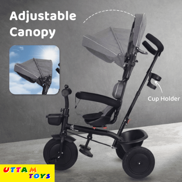 R For Rabbit Tiny Toes T40 Plus Tricycle - Rubber Wheels, 360 Rotatable Seat, Adjustable Canopy, Parental Control, Front & Rear Baskets