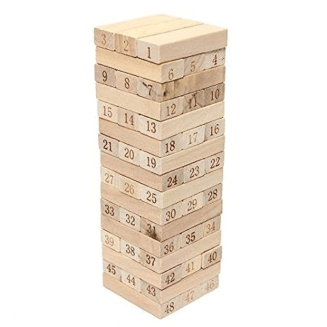 Wooden Stacking Blocks Toy with 4 Dices Blocks - 54 Pcs