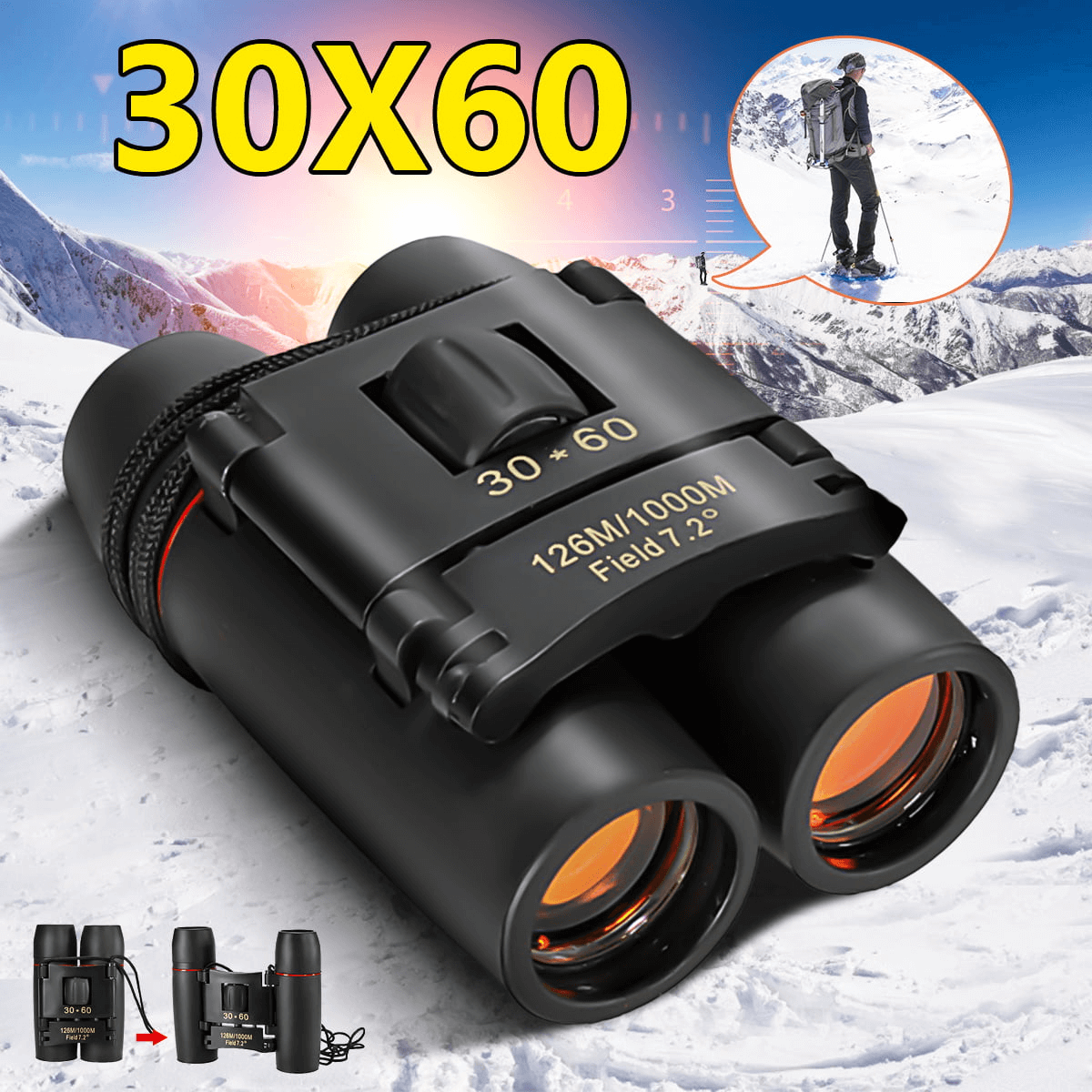 Uttam Toys Day&Night Vision Binoculars 30 x 60 Zoom Outdoor Waterproof Binoculars for Folding Spotting