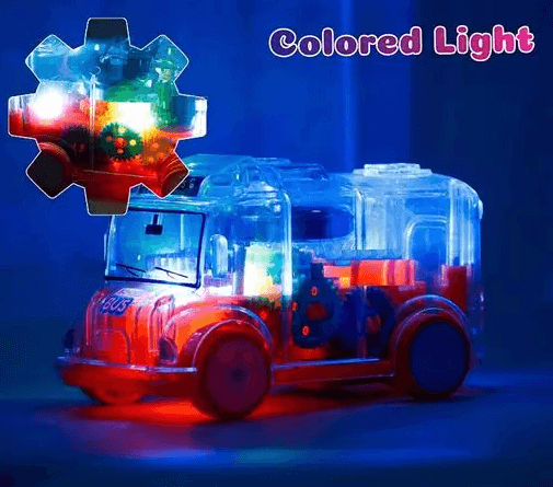 Uttam Toys Gear Transparent Bus Toys for Kids Mini School Bus Toy with Tinkling Sound and Lights - Multicolor