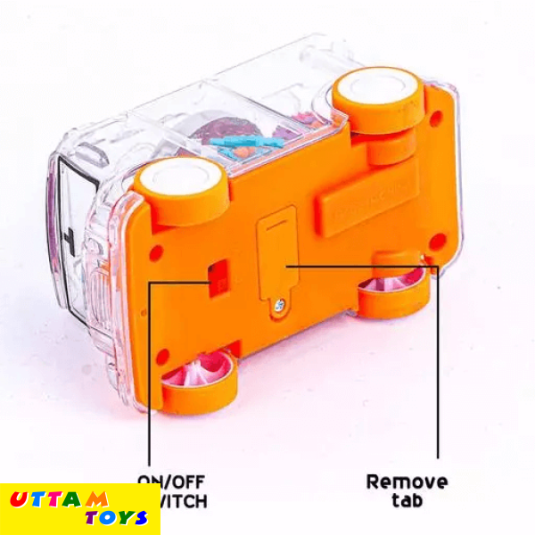 Uttam Toys Gear Transparent Bus Toys for Kids Mini School Bus Toy with Tinkling Sound and Lights - Multicolor