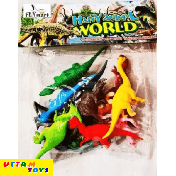 Happy Animal World Dinosaur Set Pack of 12 (Multicolor)