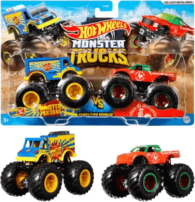 Hot Wheels Monster Trucks Demolition Doubles 1:64 Scale,2 Monster Trucks (Multicolor)