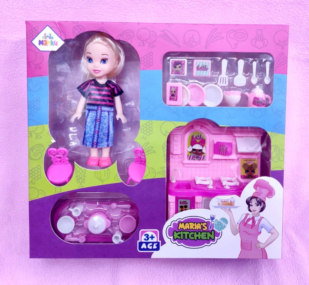 Maria's kitchen set with barbie