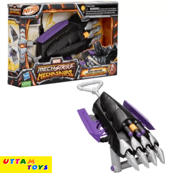 Hasbro Marvel Mech Strike Mechasaurs Black Panther Claw Nerf Blaster with 3 Darts - Ages 5+