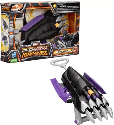 Hasbro Marvel Mech Strike Mechasaurs Black Panther Claw Nerf Blaster with 3 Darts - Ages 5+