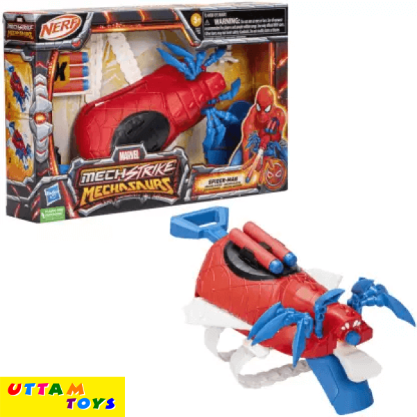 Hasbro Marvel Mech Strike Mechasaurs Spider-Man Arachno Nerf Blaster with 3 Darts - Ages 5+