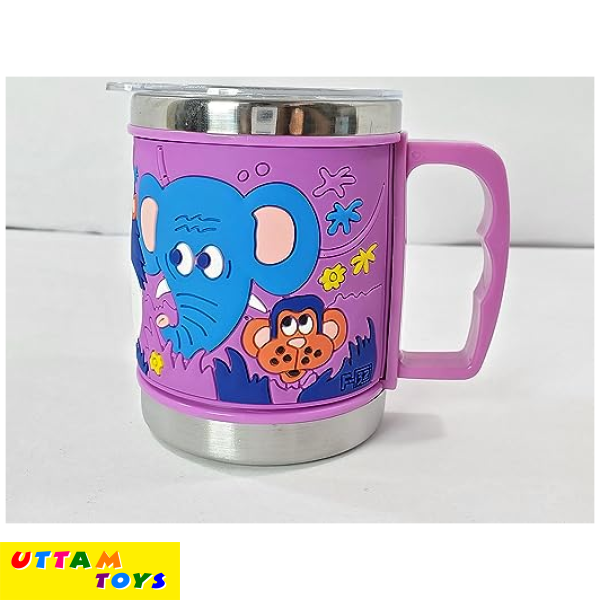 Uttam Toys Stainless Steel Cartoon Character Based Design Emboss Mug Hot and Cold Coffee/Milk/Tea Mug - 300 ml