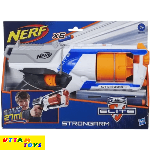 Nerf Elite Strongarm Toy Blaster with Rotating Barrel,Slam Fire, Incl. 20 Darts, Guns & Darts (Multicolor)