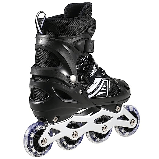 Adjustable Inline Roller Skates for Kids, Teens and Adults, Unisex Outdoor Skating Shoes Roller Blades with Featuring Wheels for Skating - Multicolour