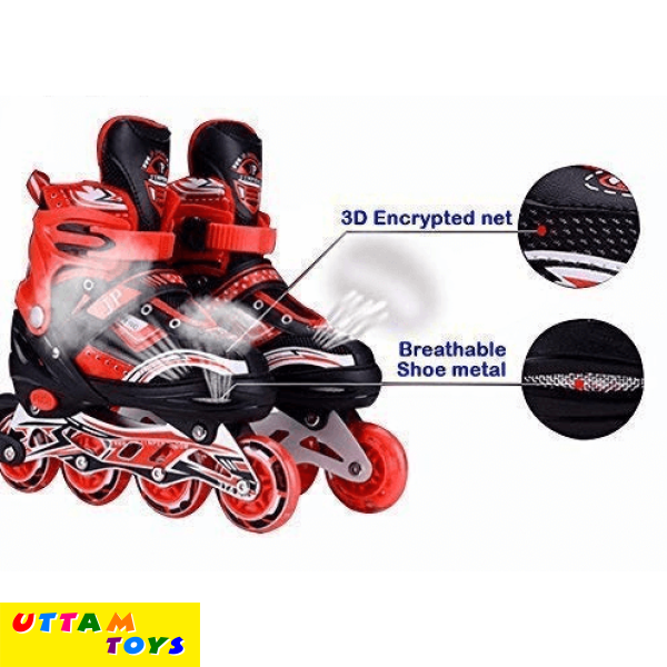 Adjustable Inline Roller Skates for Kids, Teens and Adults, Unisex Outdoor Skating Shoes Roller Blades with Featuring Wheels for Skating - Multicolour