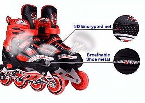 Adjustable Inline Roller Skates for Kids, Teens and Adults, Unisex Outdoor Skating Shoes Roller Blades with Featuring Wheels for Skating - Multicolour