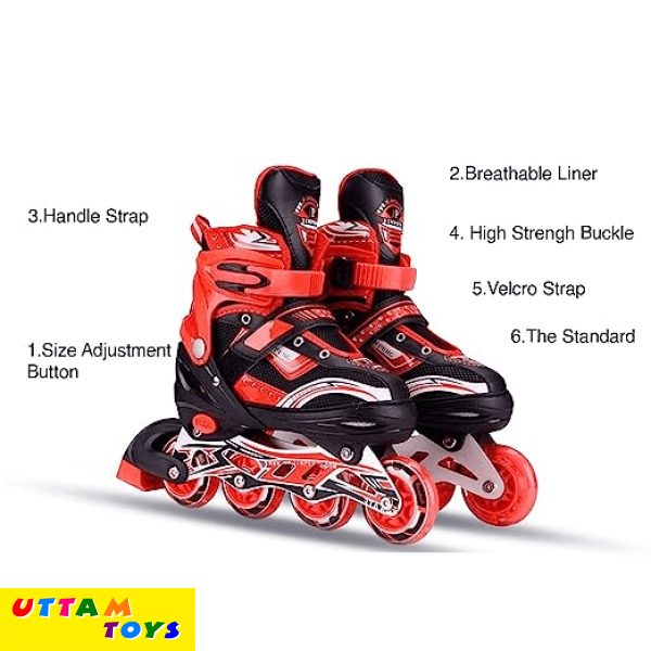 Adjustable Inline Roller Skates for Kids, Teens and Adults, Unisex Outdoor Skating Shoes Roller Blades with Featuring Wheels for Skating - Multicolour