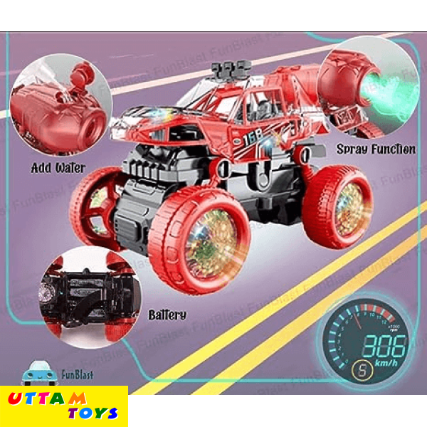 Xuanna Stunt Spray Car with 3D Flashing Light & Sound Toy for Kids Friction Power Toy Car for Kids - 360 Degree Stunt Car