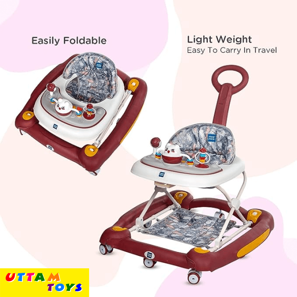 Mee Mee Premium Baby Walker with Rocker & Rocking Walker 3 Level Height Adjustment - Red