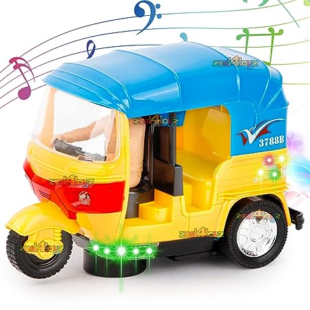 Uttam Toys Auto Ricksaw Tricycle with Lights & Music Sound Toy - Multicolors