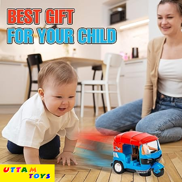 Uttam Toys Auto Ricksaw Tricycle with Lights & Music Sound Toy - Multicolors