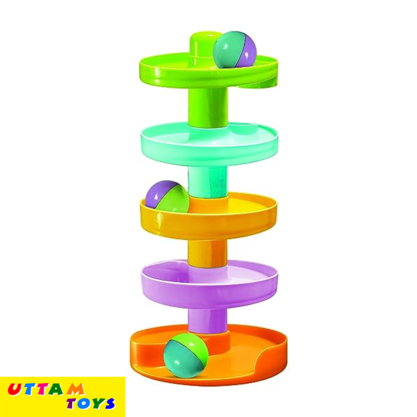 Toymate Baby Spiral Fun-A Roll Ball Toy With 6 Layer Ball Drop Tower Run With Roll Swirling Ramps