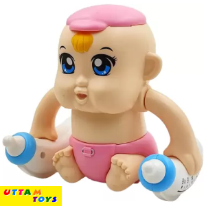 Uttam Toys Electric Voice Controlled Tumbling Baby with Feeding Bottles Creative Rolling Toy - Multi Color