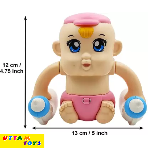 Uttam Toys Electric Voice Controlled Tumbling Baby with Feeding Bottles Creative Rolling Toy - Multi Color