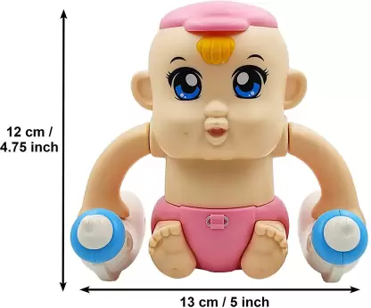 Uttam Toys Electric Voice Controlled Tumbling Baby with Feeding Bottles Creative Rolling Toy - Multi Color