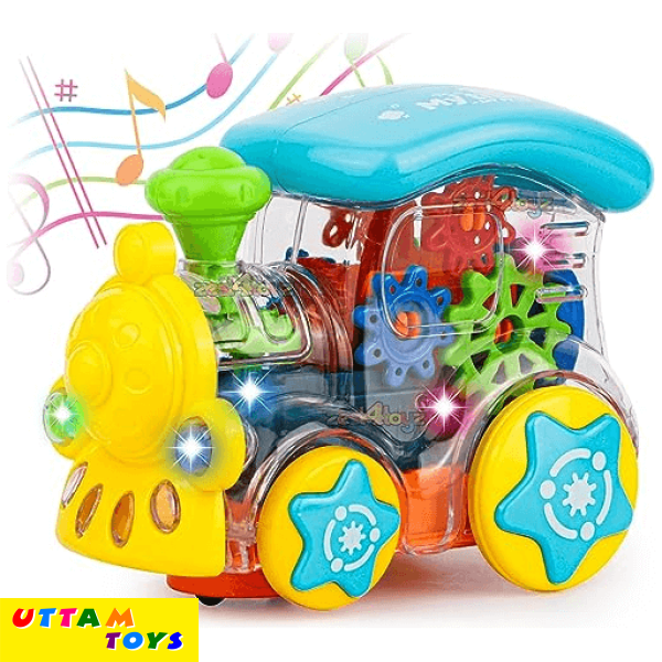 Uttam Toys Gear Train Engine Musical Sound Toy with Lights - Multicolors