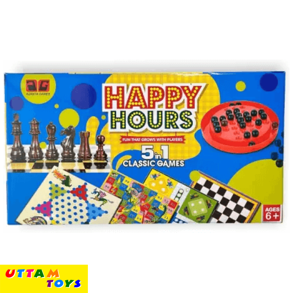 Ajanta Games Happy Hours 5 in 1 Classic games Party & Fun Games Board Game