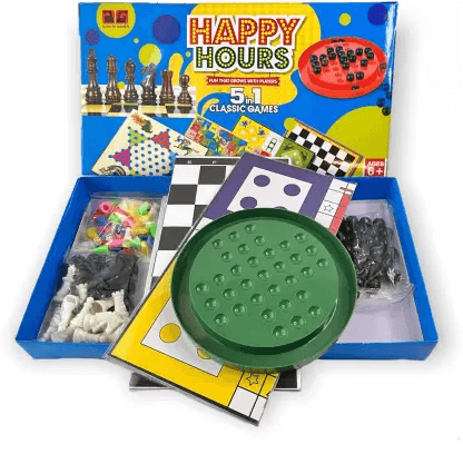 Ajanta Games Happy Hours 5 in 1 Classic games Party & Fun Games Board Game