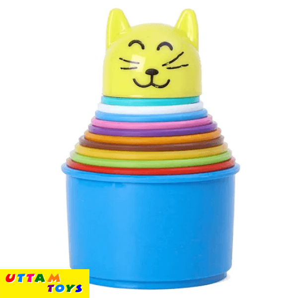 Toy Fun Stacking Cup Set Cat Face - 13 Pieces (Color May Vary)