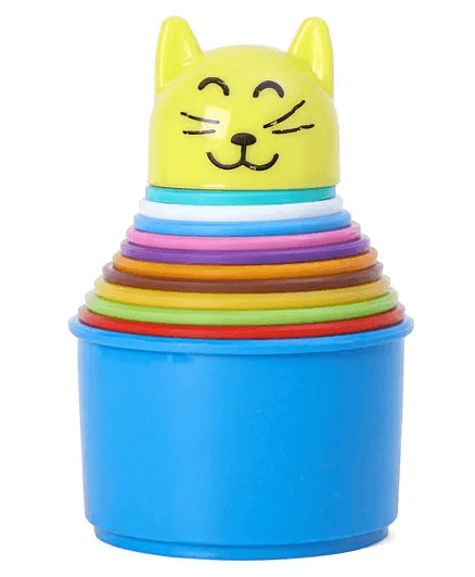 Toy Fun Stacking Cup Set Cat Face - 13 Pieces (Color May Vary)