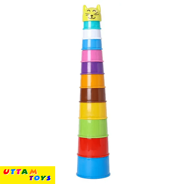 Toy Fun Stacking Cup Set Cat Face - 13 Pieces (Color May Vary)