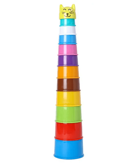 Toy Fun Stacking Cup Set Cat Face - 13 Pieces (Color May Vary)