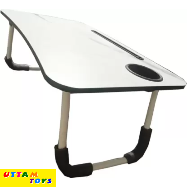 Uttam Toys Study Table Wooden Foldable Computer Desk Folding Work Tables laptops Portable - White Marble