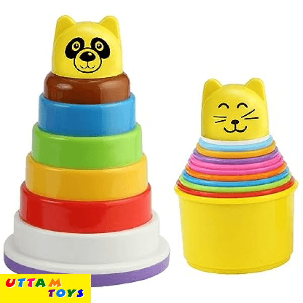 Toy Fun 2 in 1, Stacking Toys for Kids. Rock N Stack Panda Ring and Stacking Cups Combo Set