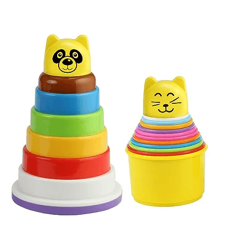 Toy Fun 2 in 1, Stacking Toys for Kids. Rock N Stack Panda Ring and Stacking Cups Combo Set