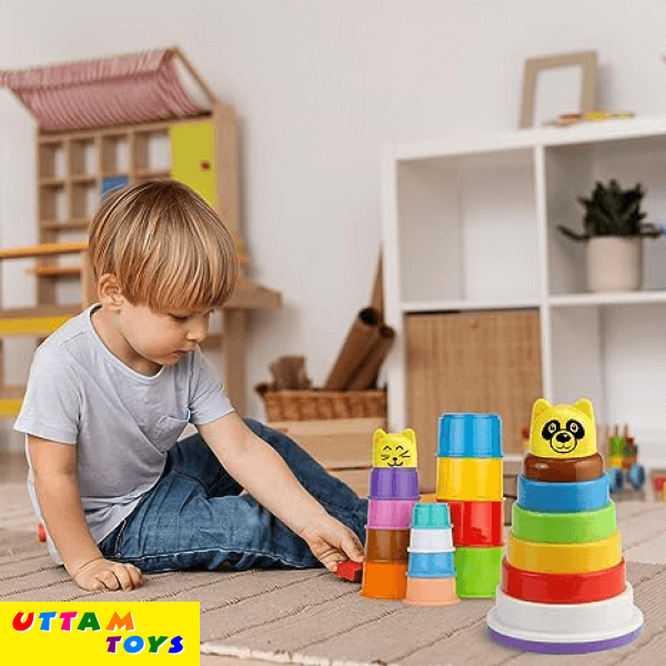 Toy Fun 2 in 1, Stacking Toys for Kids. Rock N Stack Panda Ring and Stacking Cups Combo Set