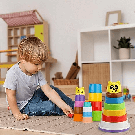 Toy Fun 2 in 1, Stacking Toys for Kids. Rock N Stack Panda Ring and Stacking Cups Combo Set