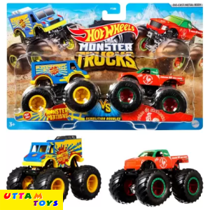 HOT WHEELS Monster Trucks Demolition Doubles 1:64 Scale,2 Monster Trucks (Multicolor)