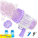 Vikrida 69 Hole Automatic Bazooka Bubble Gun for Kids with Colorful Lights & Colourful Bubble - Purple