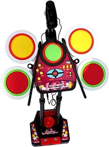 Junior Musical Drum Beat Set, XXL Electronic Junior Jazz Drum Beat Set with Mp3 Plug-in + Microphone + Pedal Mechanism + Adjustable Heights Multi Color.