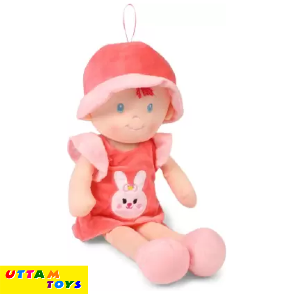 My Baby Excel DummyPlush Doll Peach With Rabbit Print (Multicolor)