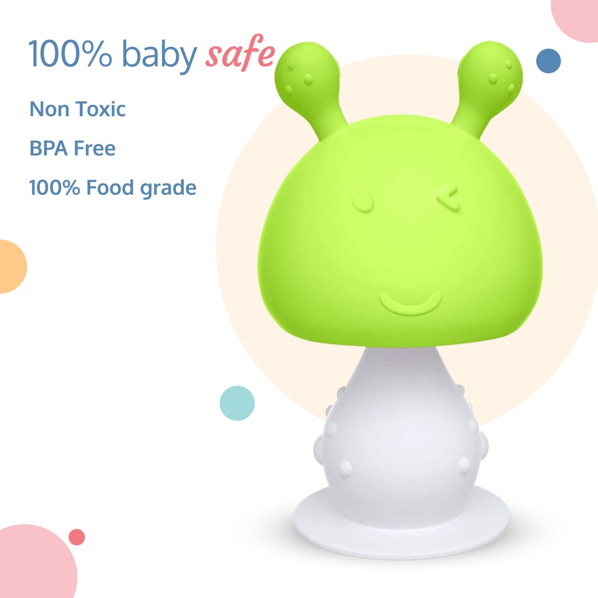 LuvLap Silicone Baby Teether Of Mushroom Shape ( Green)