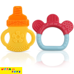 LuvLap Baby Silicone Teether (Orange & Yellow)